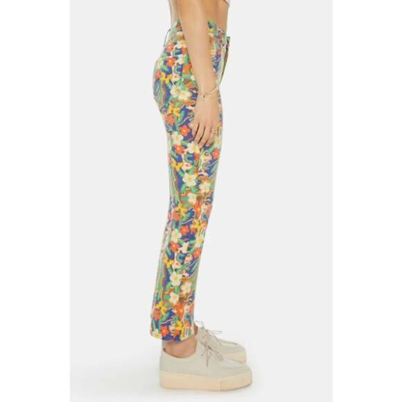 MOTHER The Insider Flood Straight Leg Jeans Floral Print Cosmic Blooms Size 29 - Picture 3 of 14